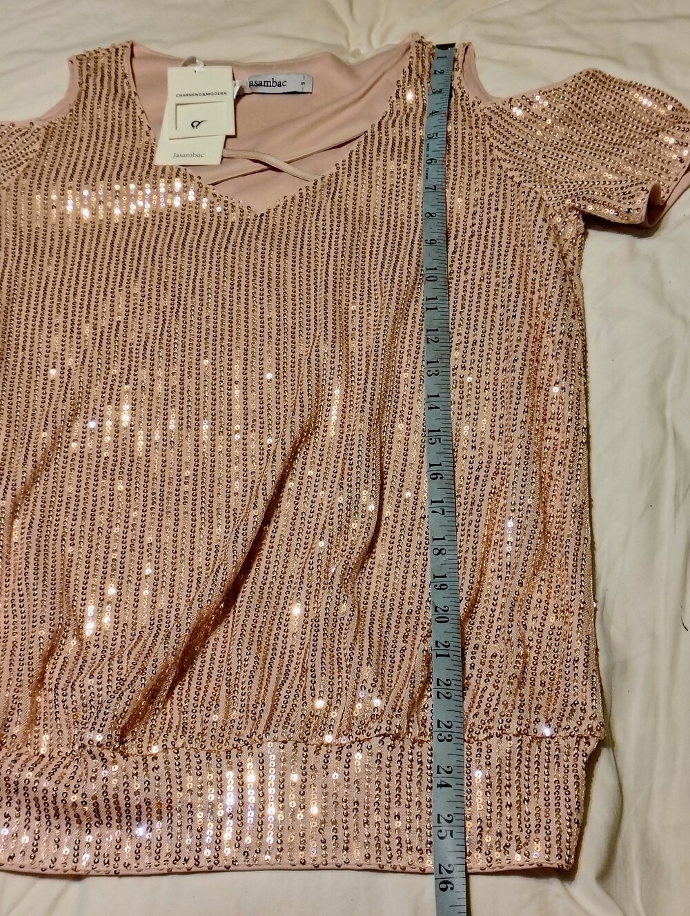 Jasambac,Pink Sequin ,Women's Tunic Top,NWT,Size Small - Picture 6 of 7